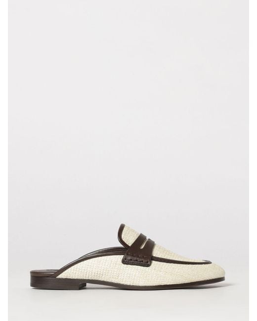 Brunello Cucinelli White Flat Mules