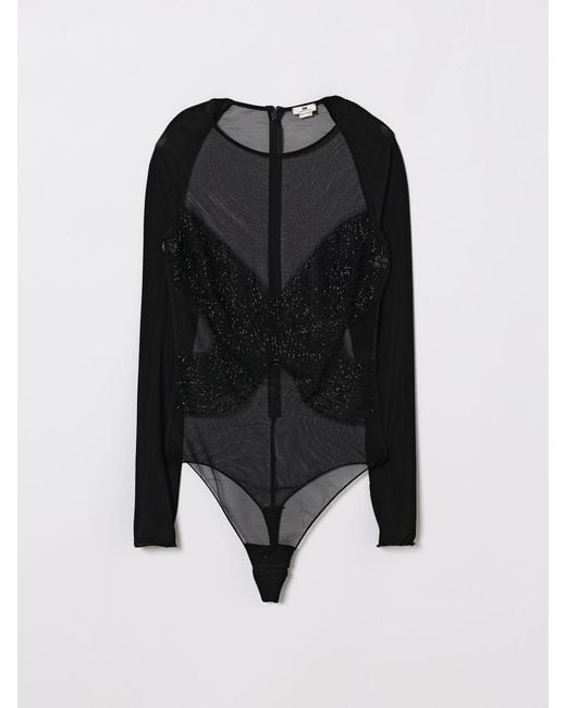 Elisabetta Franchi Black Stretch Viscose Bodysuit Top