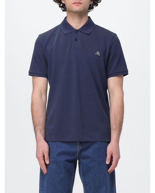 Polo De Algodón Piqué Con Logo Moose Knuckles de hombre de color Blue