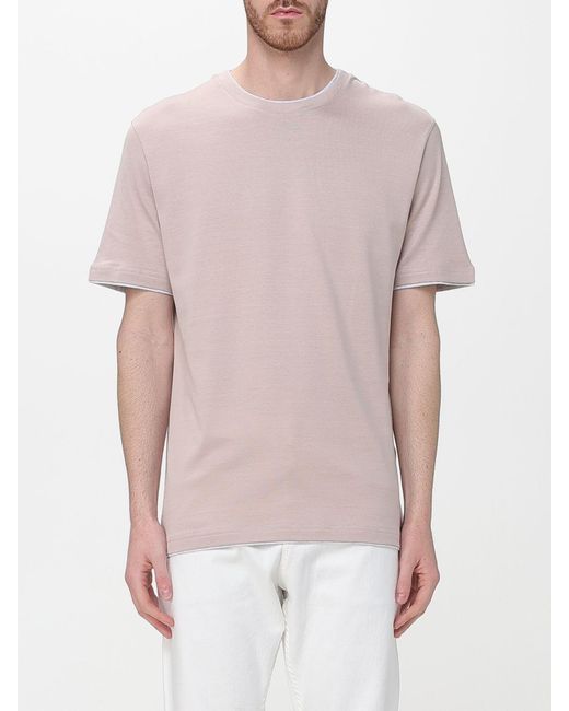 Eleventy Pink Basic Cotton T-Shirt for men