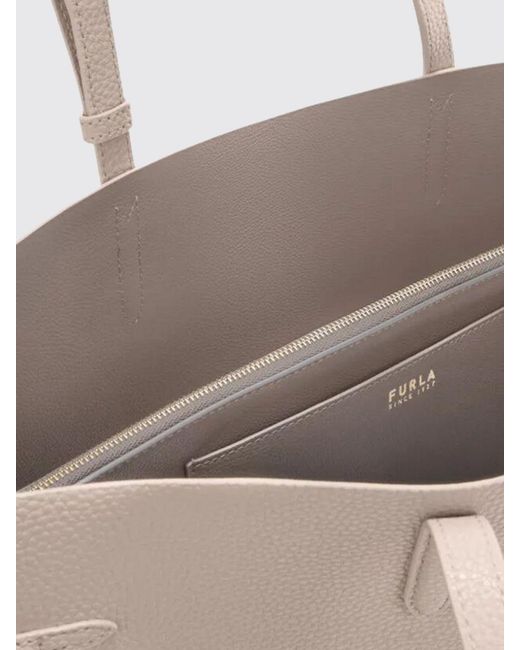 Furla Gray Ava Grained Leather Tote Bag