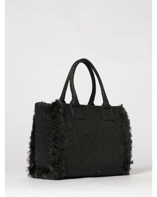 Pinko Black Beach Crocheted Raffia Bag