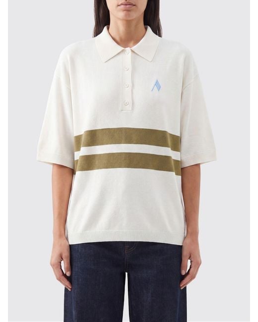 The Attico Natural Striped Monogram Cotton-Blend Polo Shirt
