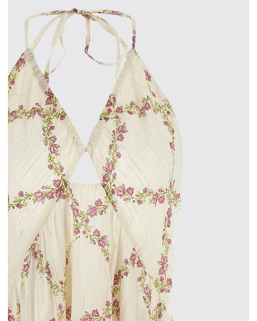 Twinset Natural Floral Print Cotton Midi Dress