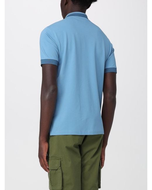 Sun 68 Blue Cotton Logo Polo Shirt for men