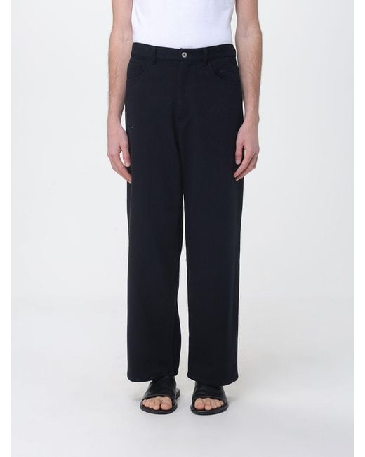Auralee Blue Wide Leg Silk Trousers for men