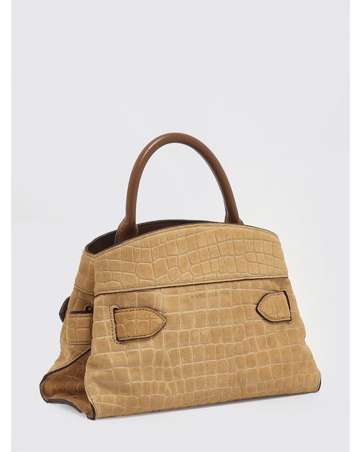 Marc Jacobs Brown The Satchel Crocodile Print Suede Bag