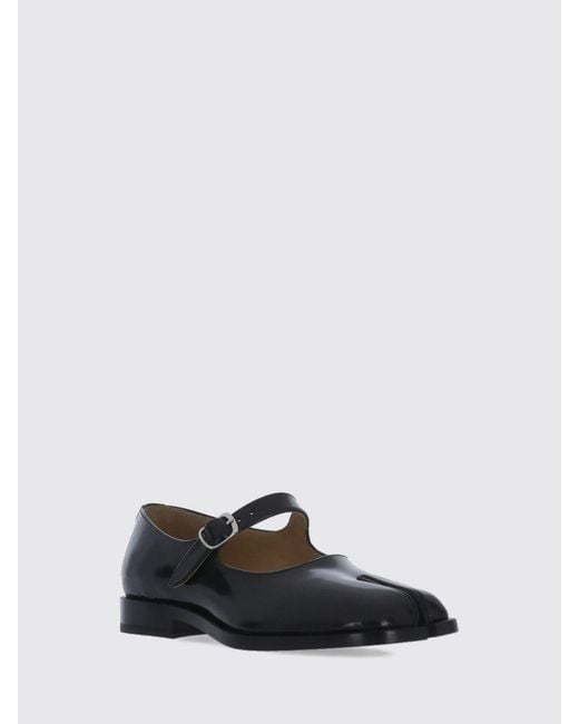Maison Margiela White Brushed Leather Tabi Mary Jane Ballerina Flats