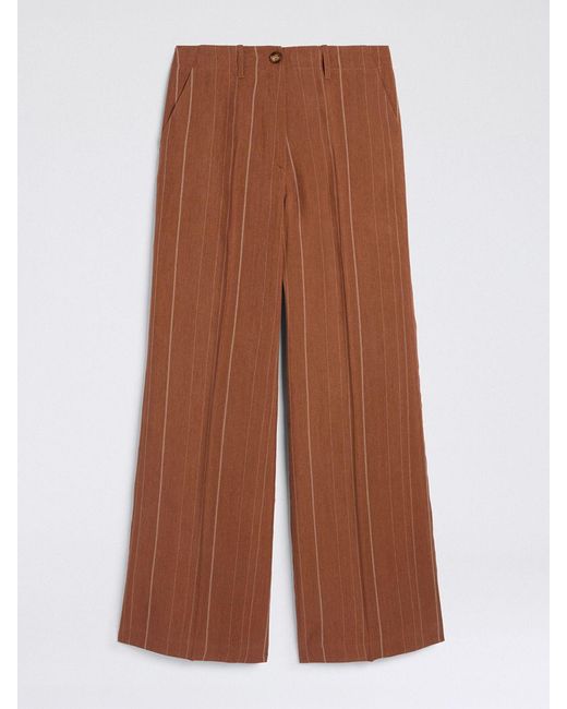 Momoní Brown MomonÌ Linen Blend Palazzo Trousers