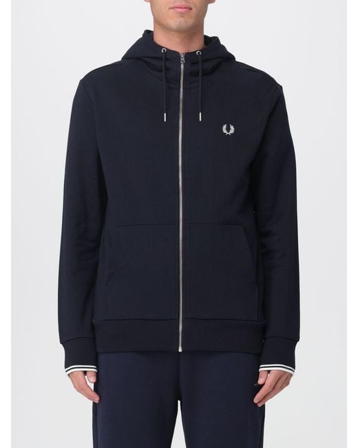 Fred Perry Blue Cotton Sweatshirt With Logo for men