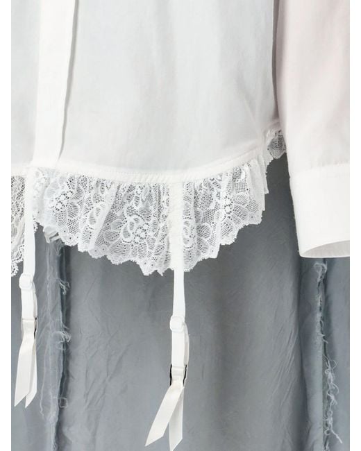 Balenciaga White Elegant Shirt With Lace Detailing And Front Pocket