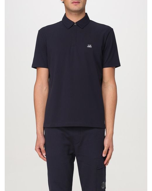 C P Company Blue Basic Polo Shirt With Mini Logo for men