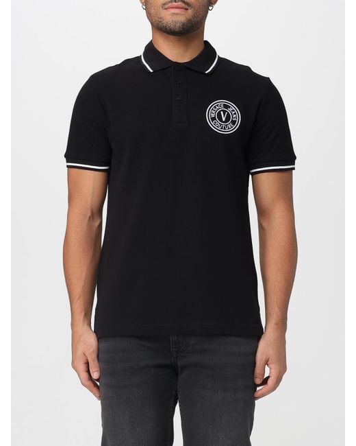 Versace Jeans Couture Men's Black Polo With Embroidered Logo