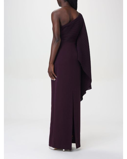Solace London Purple Lillia One-Shoulder Plisse Maxi Dress