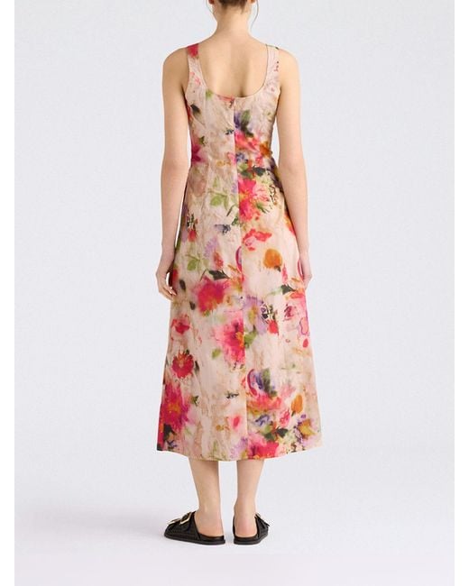 Momoní White MomonÌ Floral Print Cotton Midi Dress