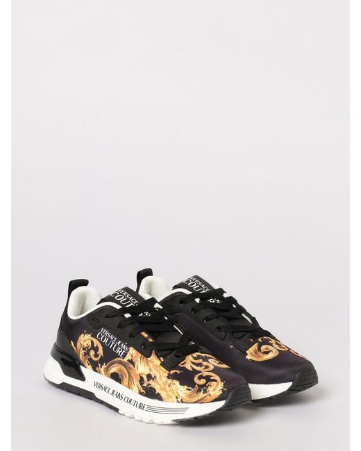 Versace Jeans Couture White Baroque Print Fabric Sneakers
