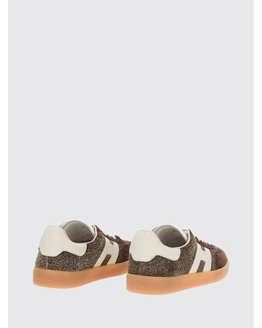Hogan Brown Cool Leather And Suede Sneakers With H Logo And Rubber Sole for men