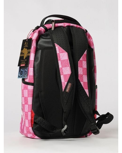 Sprayground Pink Pvc Backpack With Check Pattern And Laptop Pocket for men