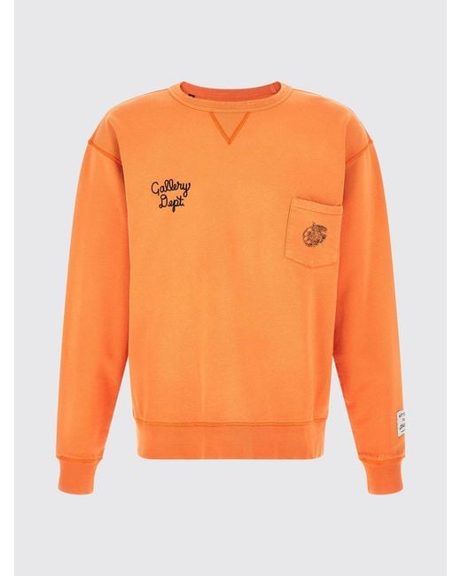GALLERY DEPT. Orange Crewneck Cotton Sweatshirt With Patch Pocket And Logo for men