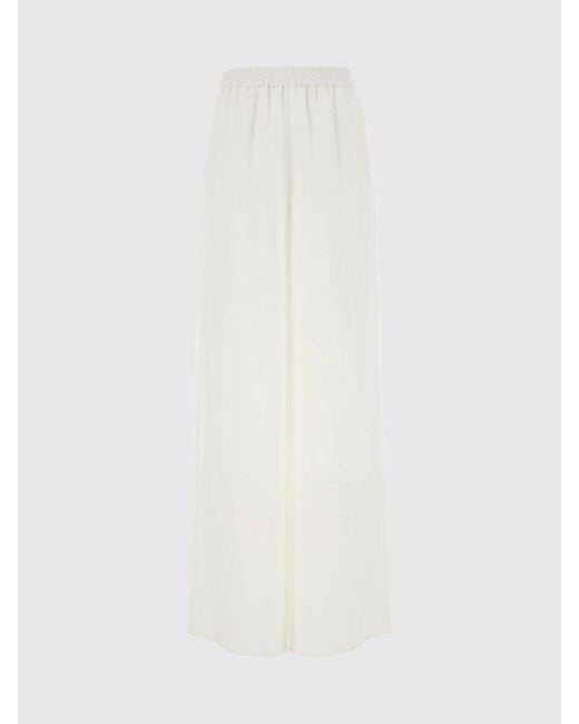 Max Mara White Volontà High-Waisted Silk Palazzo Trousers With Elastic Waist