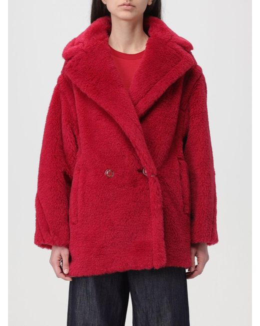 Max Mara Red Fur Coats