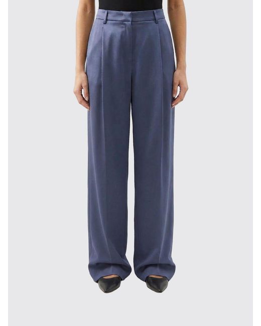 Giorgio Armani Blue Silk Palazzo Trousers