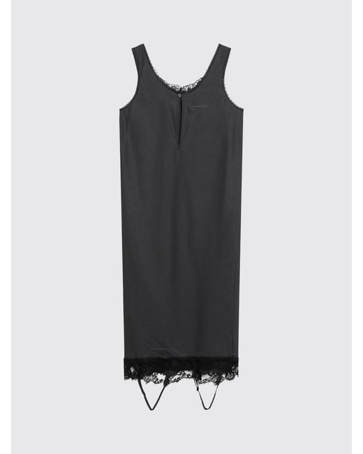 MM6 by Maison Margiela Black Cotton Blend Slip Dress