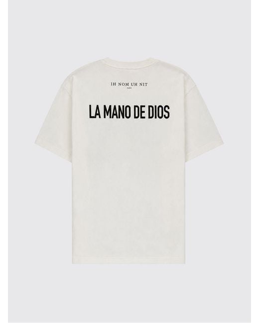 Ih Nom Uh Nit White Crewneck Cotton T-Shirt With Graphic Print And Slogan for men