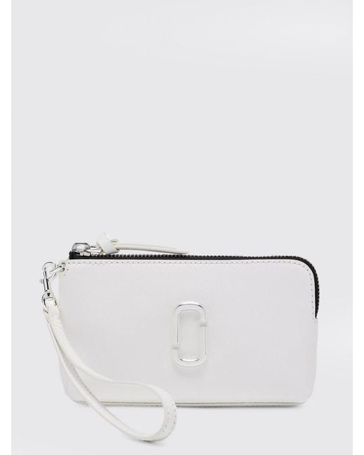 Marc Jacobs White The Snapshot Wristlet Saffiano Leather Clutch