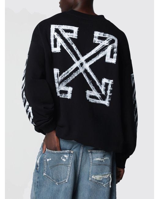 Off-White c/o Virgil Abloh Black Oversized Cotton Jumper With Arrow And Diag Print for men
