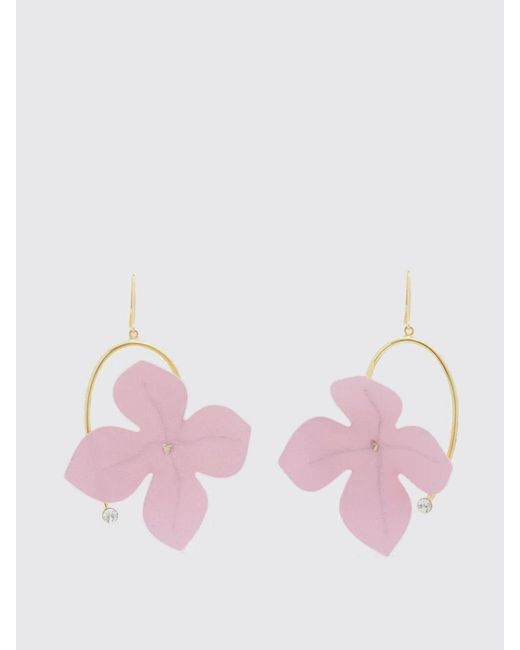 Marni Pink Brass Earrings With Flowers