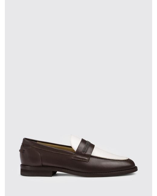 Doucal's White Leather Loafers With Monile