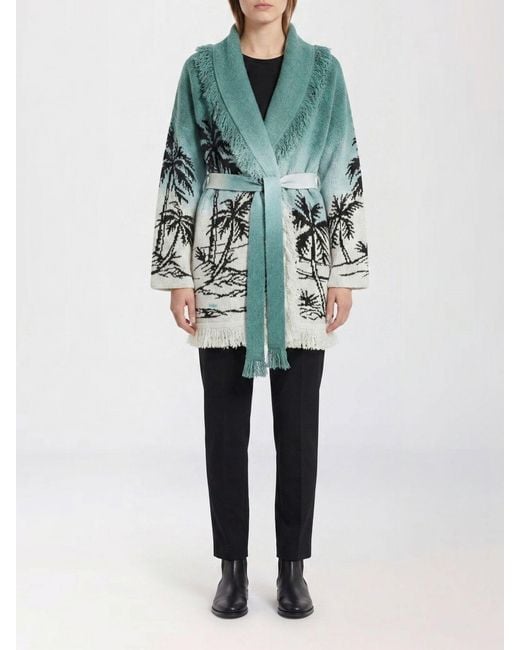 Alanui Blue Cotton Blend Cardigan With Graphic