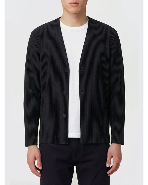 Homme Plissé Issey Miyake Black Pleated Cardigan for men