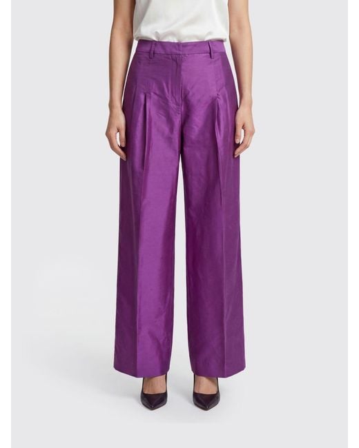 Sara Roka Purple Wide Silk Trousers