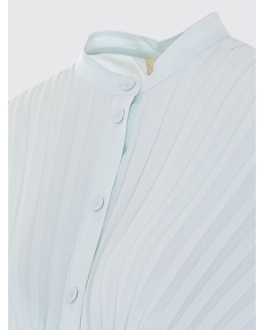 Twinset Blue Pleated Crêpe Shirt