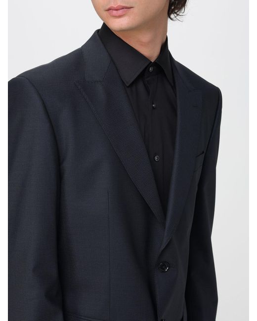 Boss Blue Stretch Wool Single Breasted Suit for men