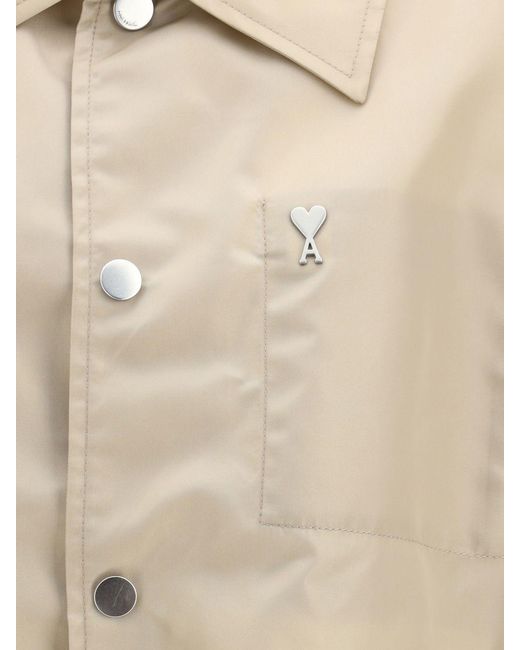 AMI Blue Nylon Overshirt for men
