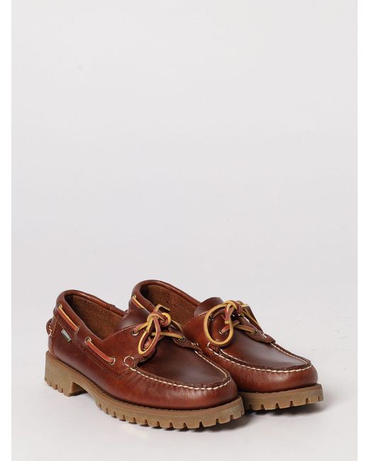 Sebago Brown Ranger Leather Boat Loafers for men