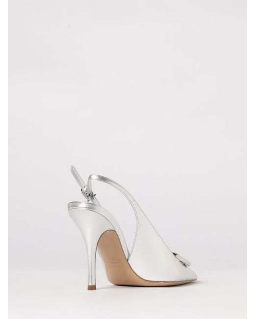 Ferragamo White Maxi Gancini Laminated Leather Slingbacks