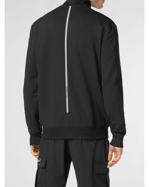 Philipp Plein Gray High Neck Zip-Up Jersey Track Jacket for men