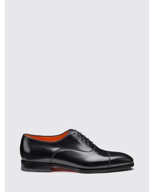 Santoni White Brushed Leather Oxford Shoes for men
