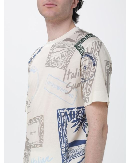 Emporio Armani White Printed Cotton Blend T-Shirt for men