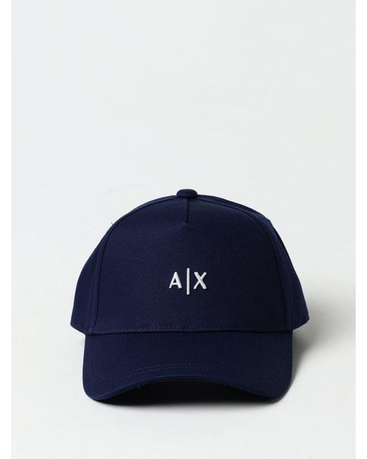 Cappello in cotone con logo ricamato di Armani Exchange in Blue da Uomo