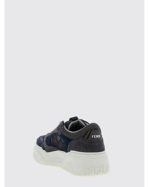 Fendi White Force Suede And Mesh Sneakers for men