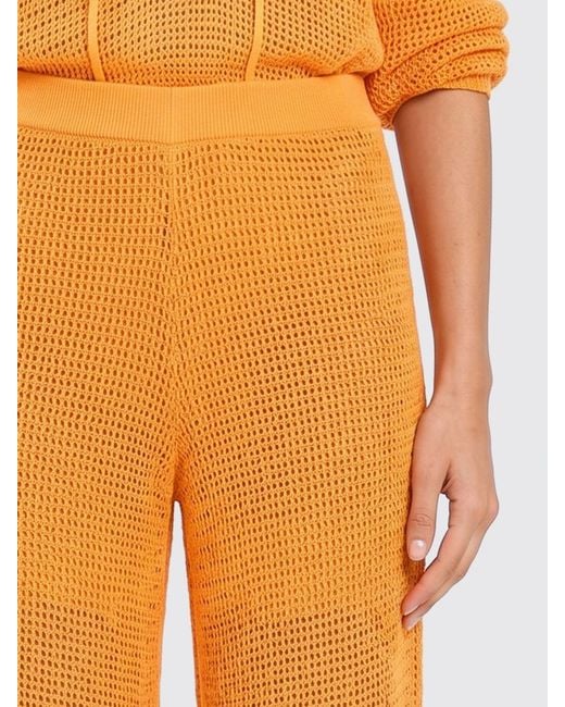 Twinset Orange Cotton Blend Palazzo Trousers