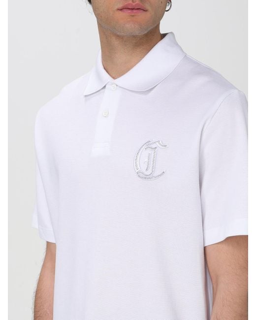 Just Cavalli White Embroidered Polo Shirt for men