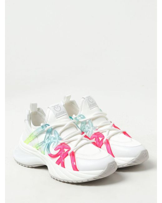 Pinko White Ariel Slip-On-Sneakers Mit Love Birds-Detail, Weiss/Mehrfarbig