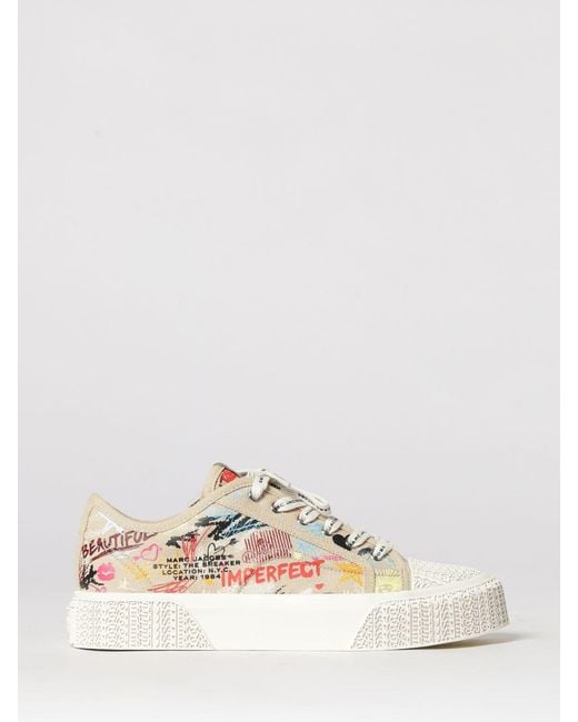 Marc Jacobs Natural The Punk Scribble Canvas-Sneakers Mit Allover-Slogan
