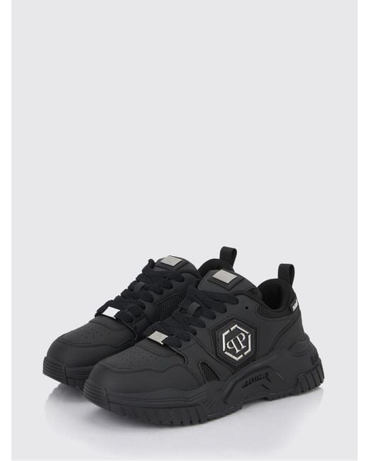 Philipp Plein Black Leather And Mesh Sneakers for men